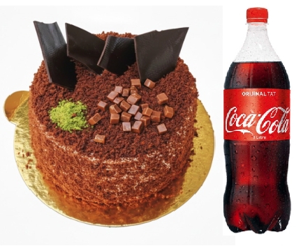 4-6 Kişilik Yaş Pasta - Gerçek Çikolata ve 1 Litre Kola