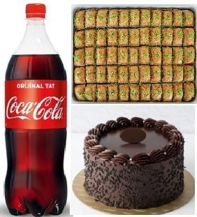 Süper Avantajlı Pasta Baklava ve Cola Kutlama Seti